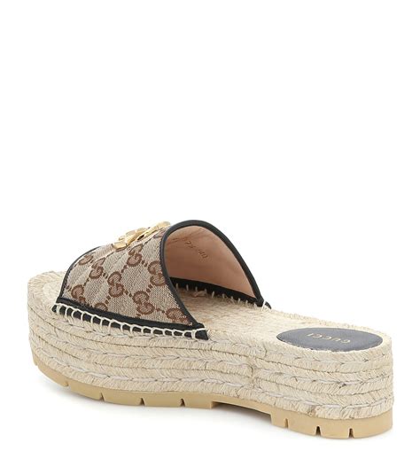 gucci beige canvas gg espadrille slides|Gucci Slides for Women .